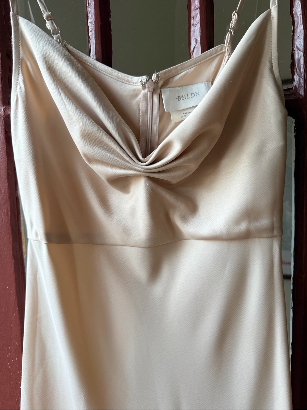 BHLDN Satin Cowl Neck Maxi Dress in Blush